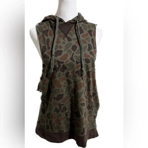 Carbon camo hooded sleeveless top small